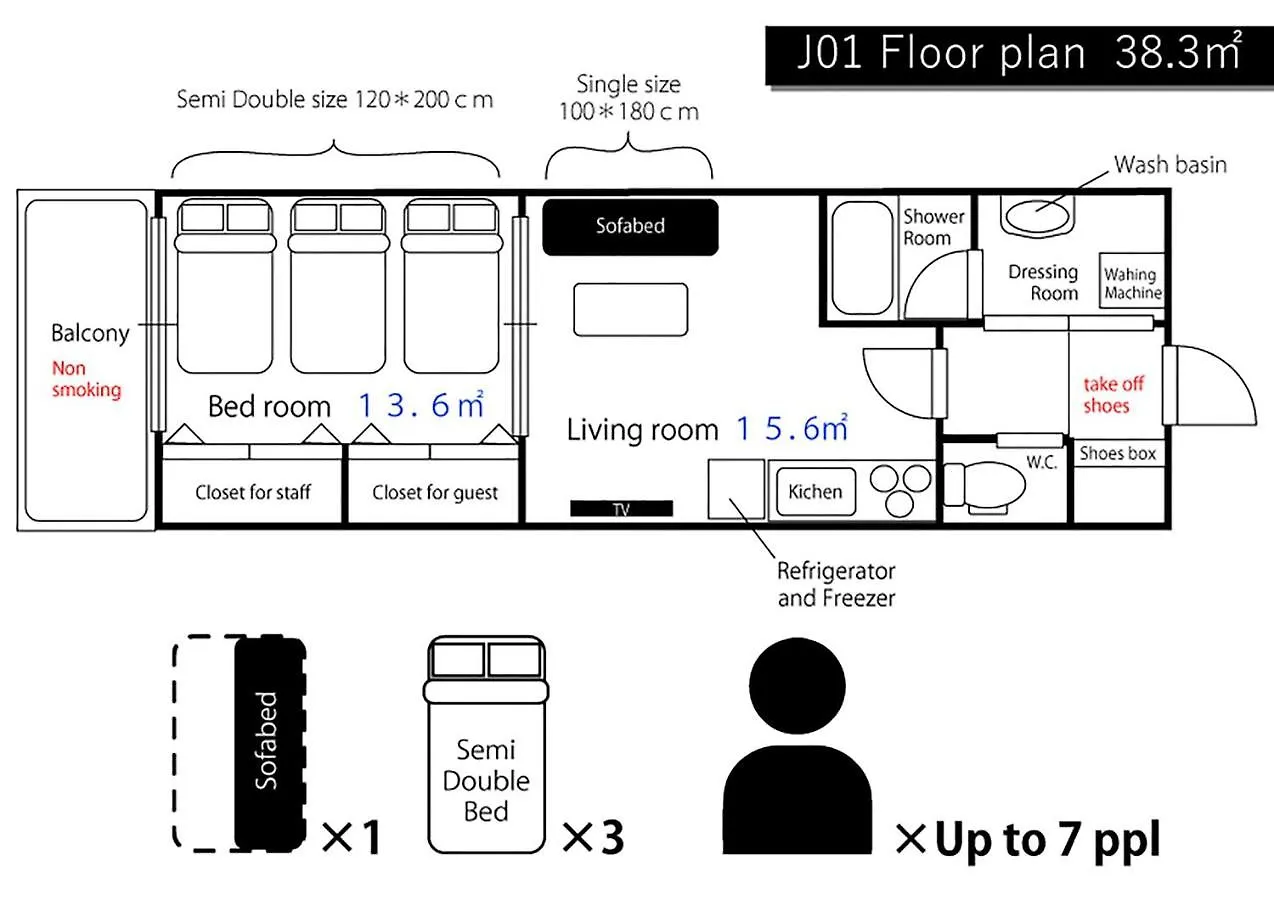 Osaka Dotonbori Shinsaibashi House J01 Hotel Apartment